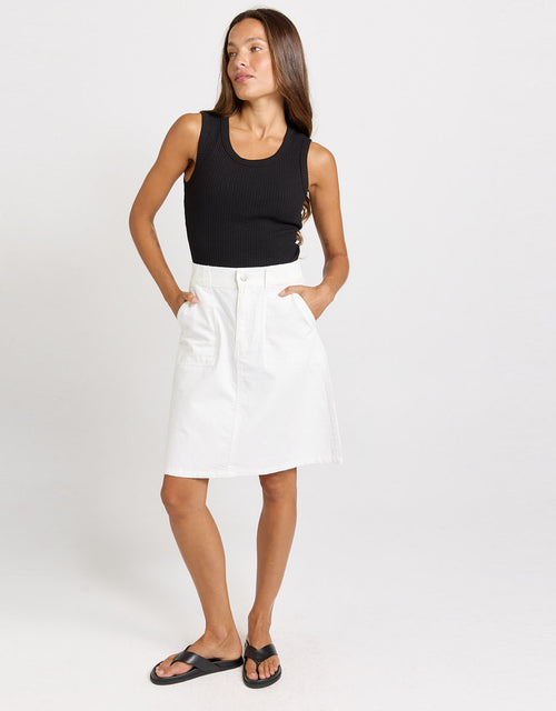 Aida Denim Skirt - White