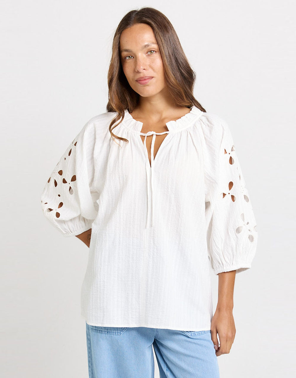 Daisy Broderie Blouse - White