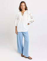 Daisy Broderie Blouse - White