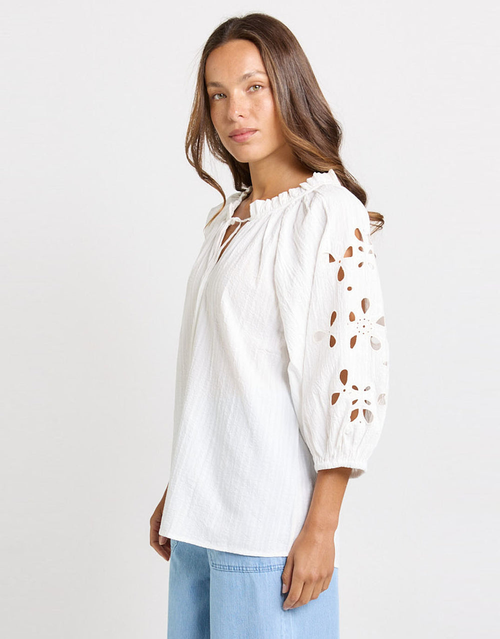 Daisy Broderie Blouse - White
