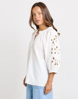 Daisy Broderie Blouse - White
