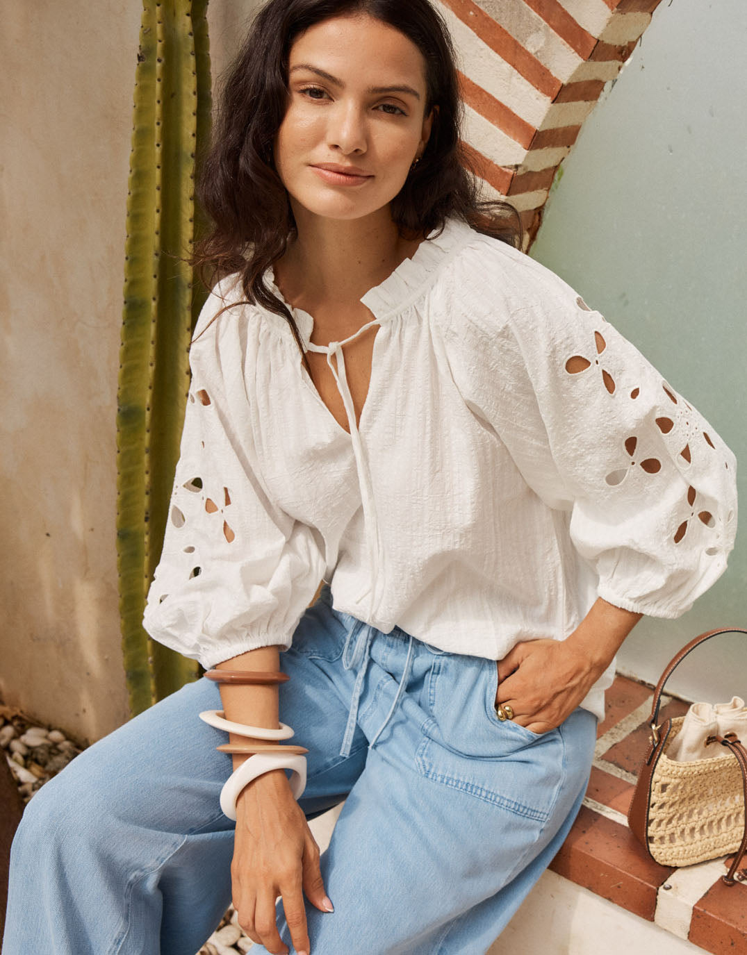 Daisy Broderie Blouse - White