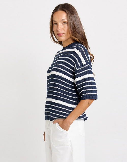 Dylan Knit Tee - Navy/White Stripe