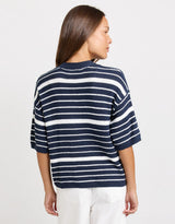 Dylan Knit Tee - Navy/White Stripe