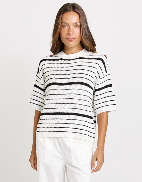 Dylan Knit Tee - White/Black Stripe