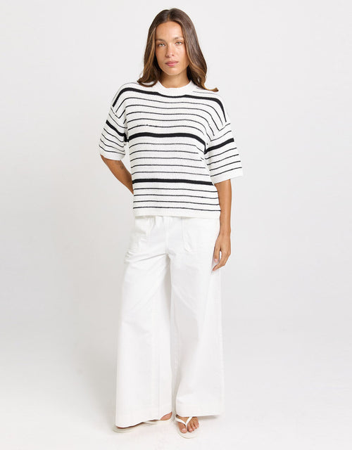 Dylan Knit Tee - White/Black Stripe