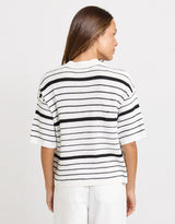 Dylan Knit Tee - White/Black Stripe