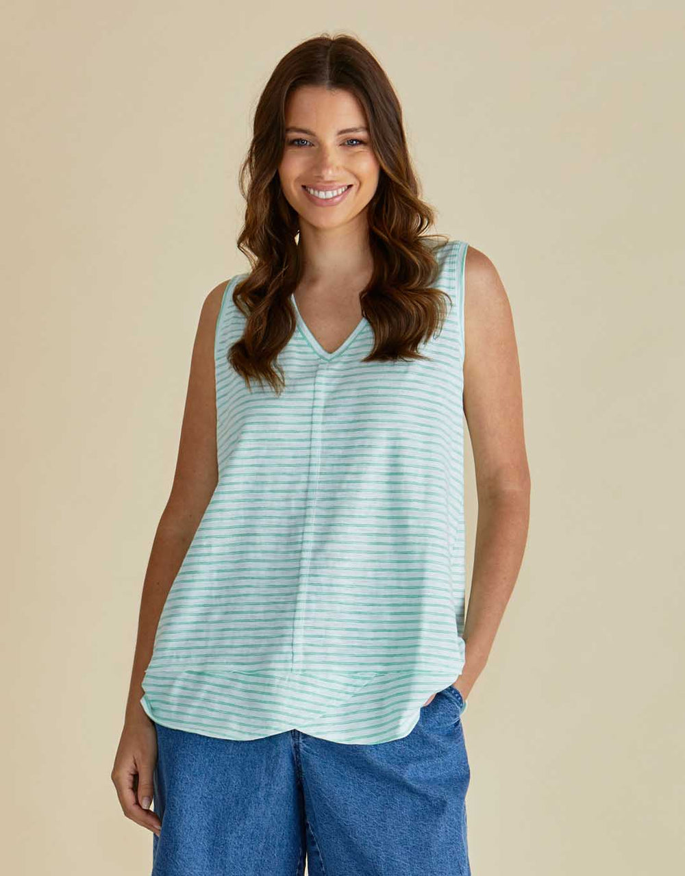 betty-basics-mariah-tank-green-stripe-womens-clothing
