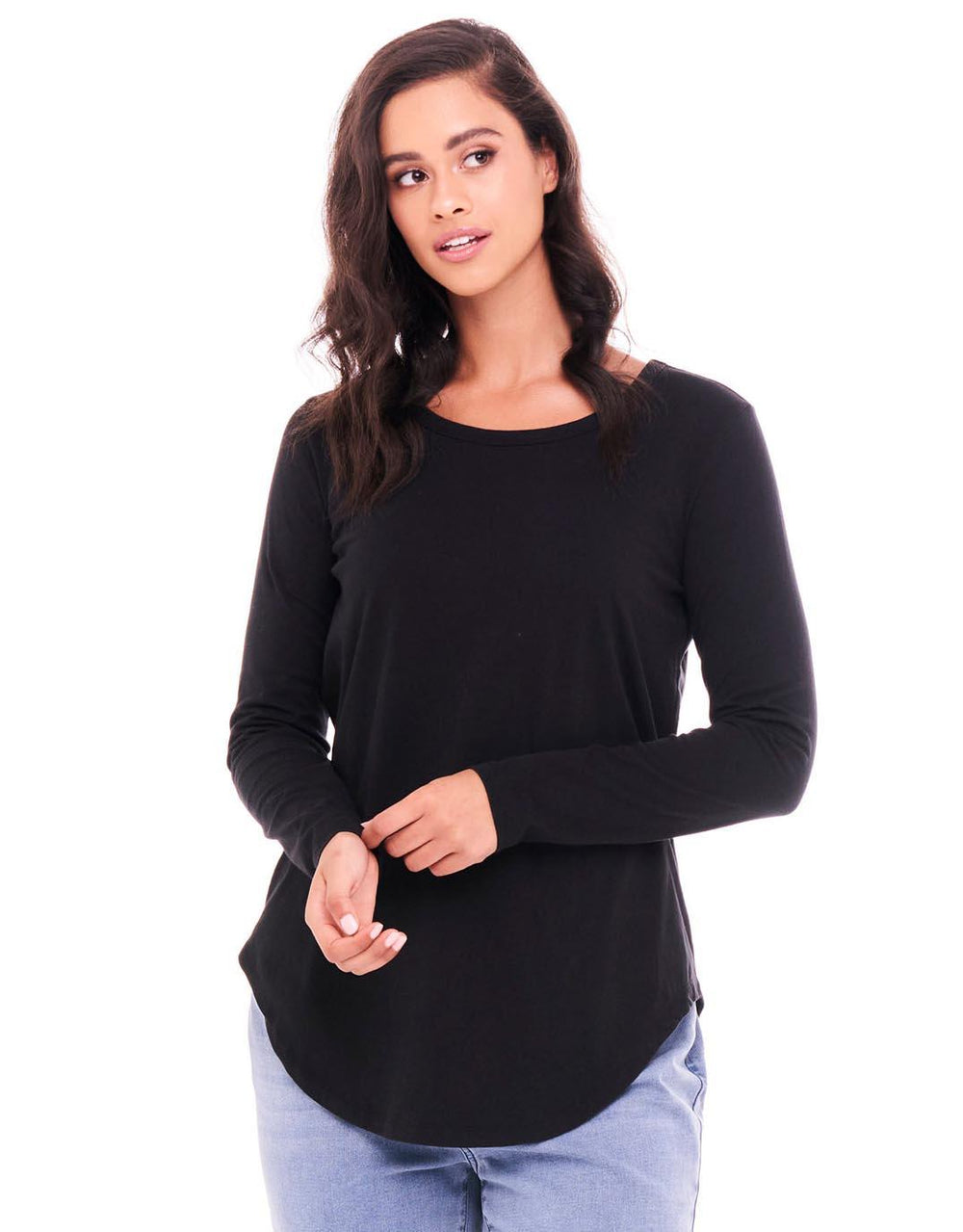 Betty Basics - Megan Long Sleeve Top - Black - White & Co Living Tops