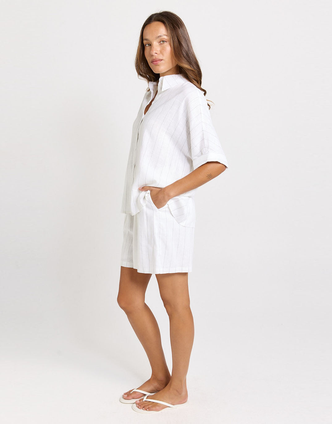 Ophelia Shirt - White/Black Stripe