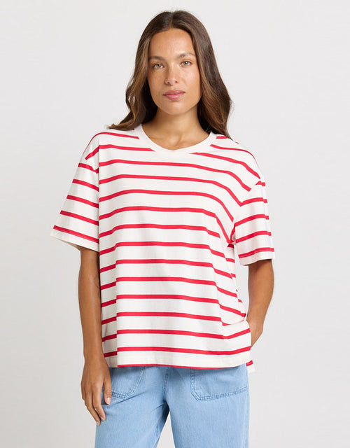 Relax Boxy Tee - Red/White Stripe