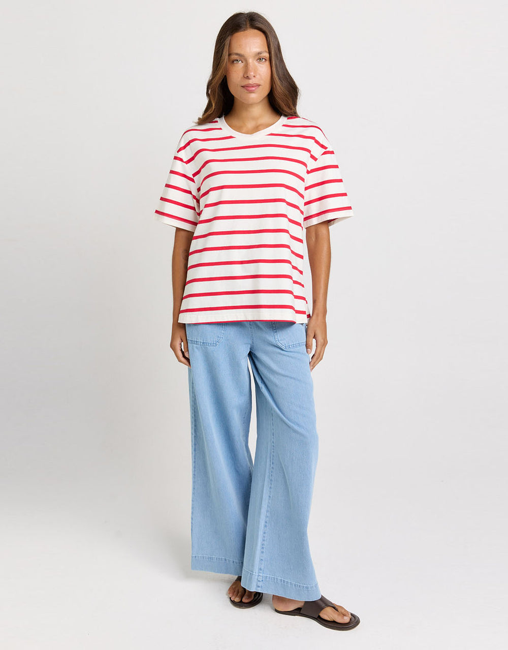 Relax Boxy Tee - Red/White Stripe