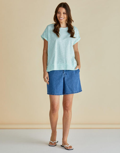 betty-basics-shirley-short-sleeve-tee-green-stripe-womens-clothing