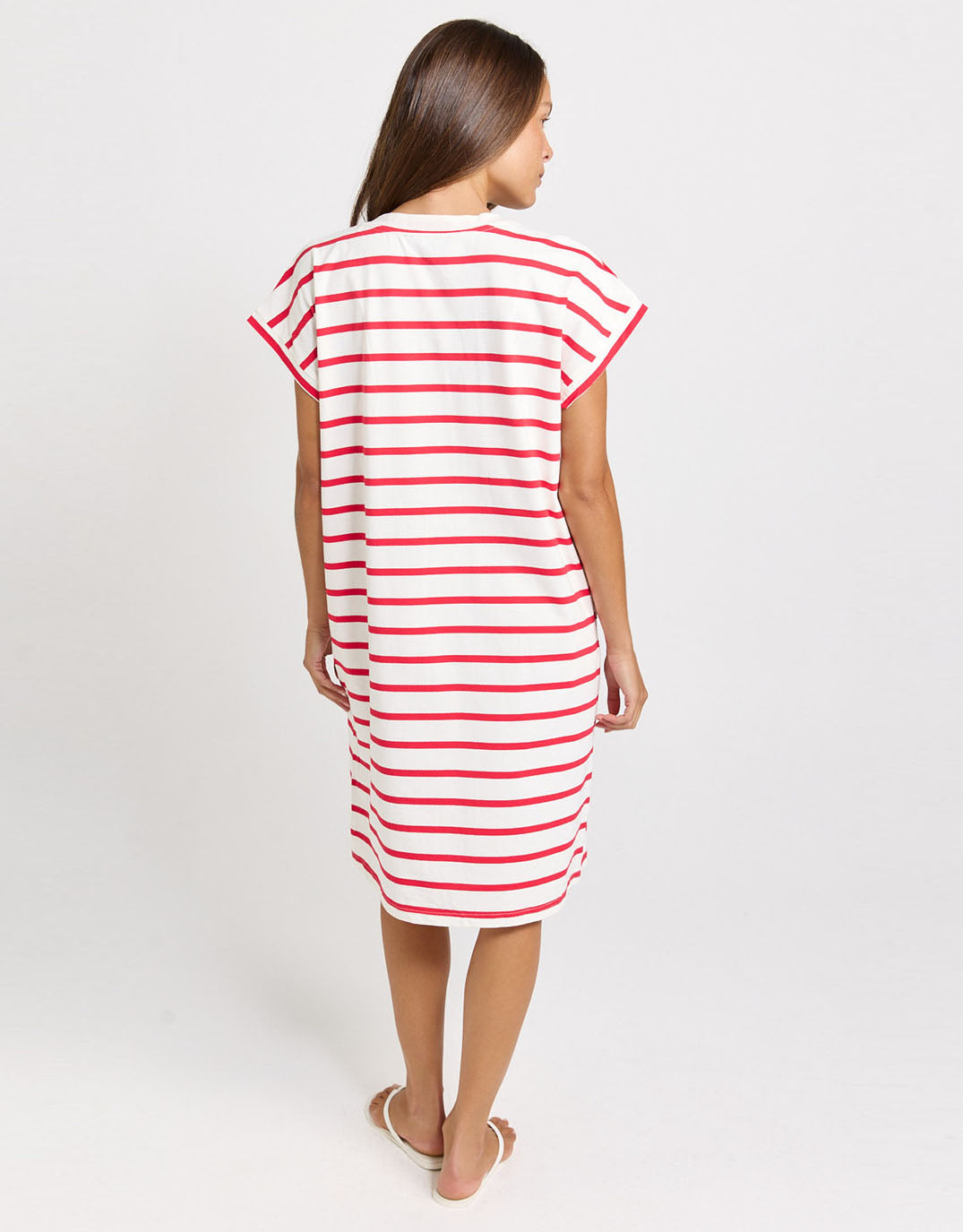 Zena T-Shirt Dress  - Red/White Stripe