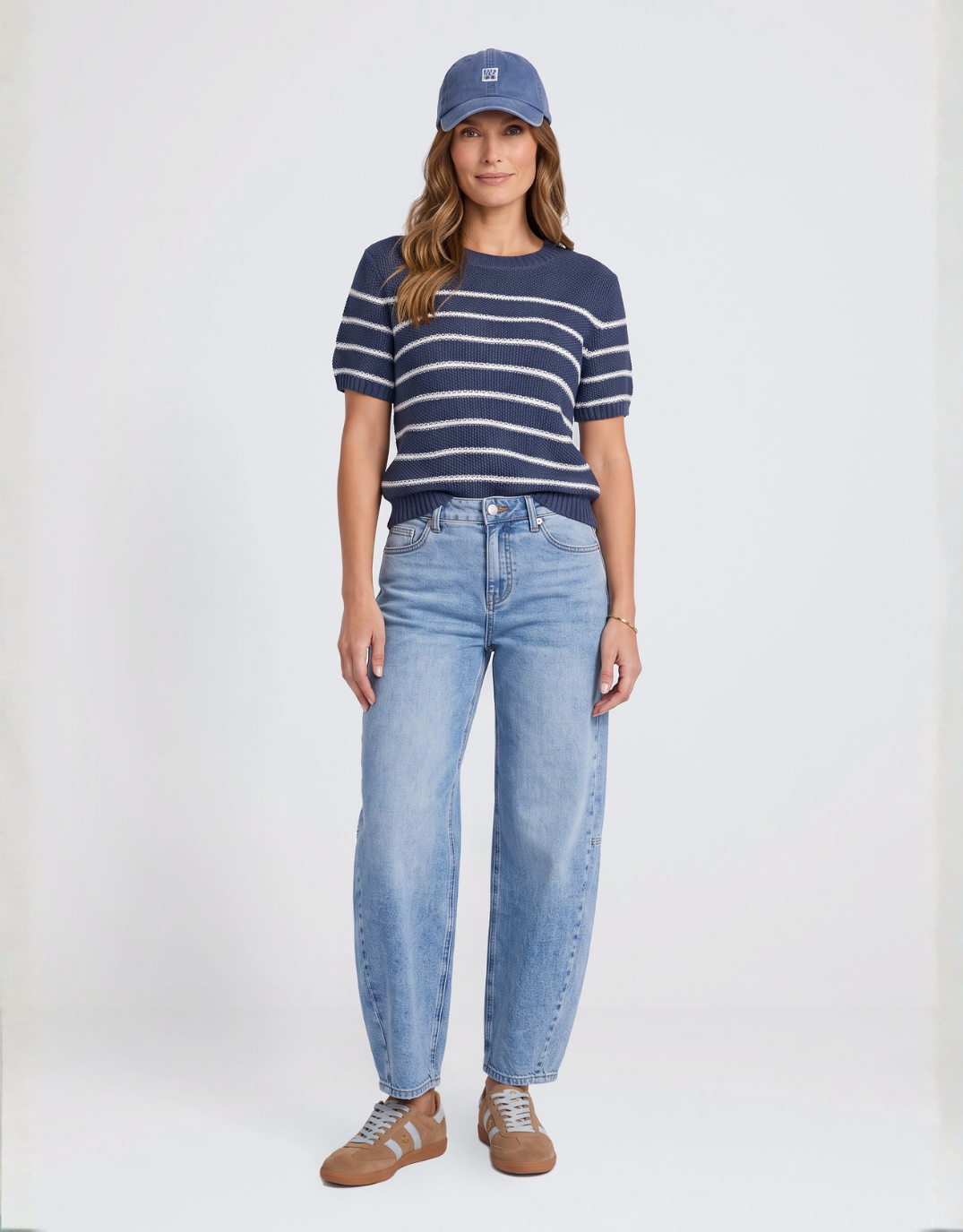 Blair Stripe Short Sleeve Knit - Navy