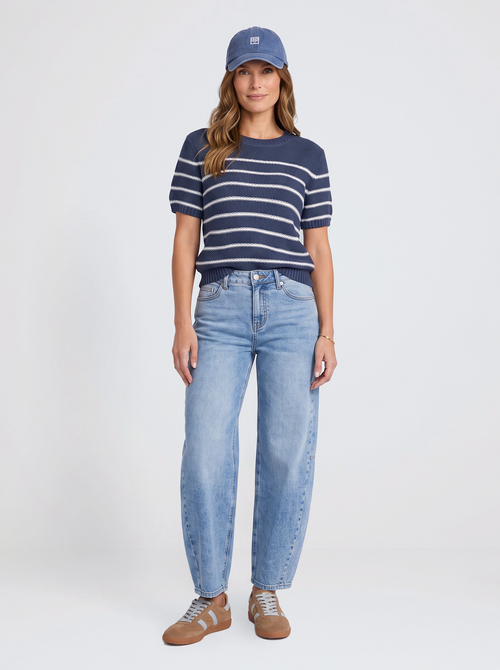Blair Stripe Short Sleeve Knit - Navy