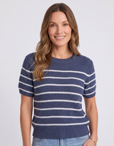 Blair Stripe Short Sleeve Knit - Navy