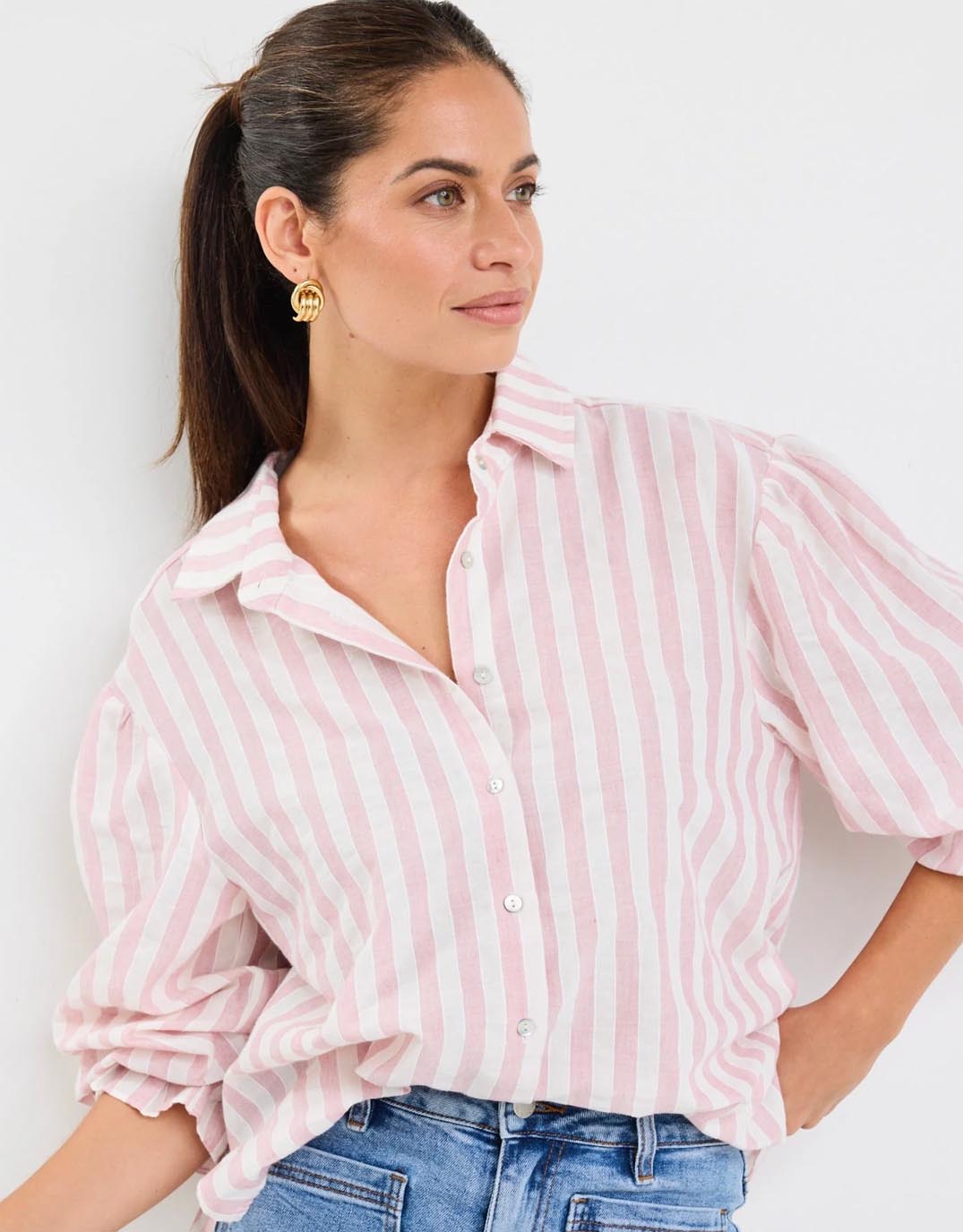 by-rosa-connection-button-front-blouse-pink-stripe-womens-clothing