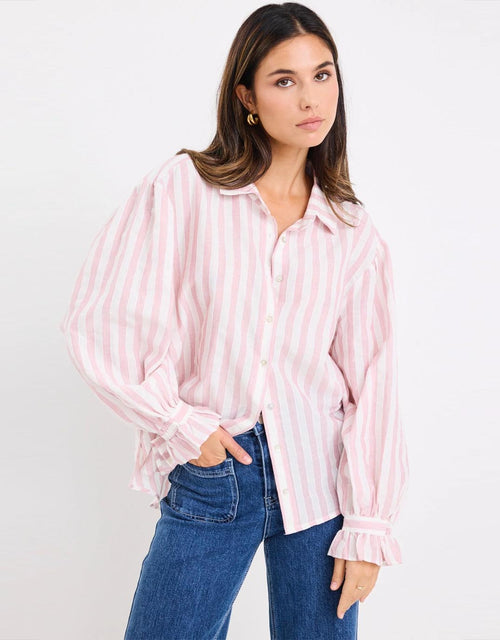 by-rosa-connection-button-front-blouse-pink-stripe-womens-clothing
