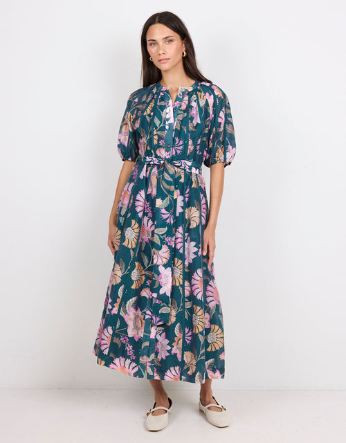 by-rosa-intuition-scarf-print-puff-sleeve-maxi-shirt-dress-petrol-womens-clothing