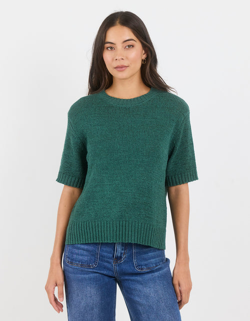 Loveable Tape Yarn Knit Tee - Petrol