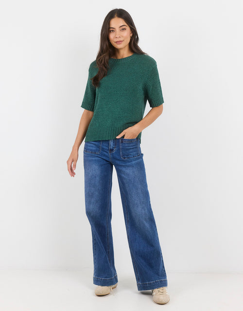 Loveable Tape Yarn Knit Tee - Petrol