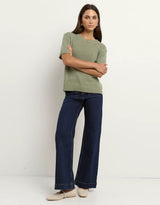 Loveable Tape Yarn Knit Tee - Sage
