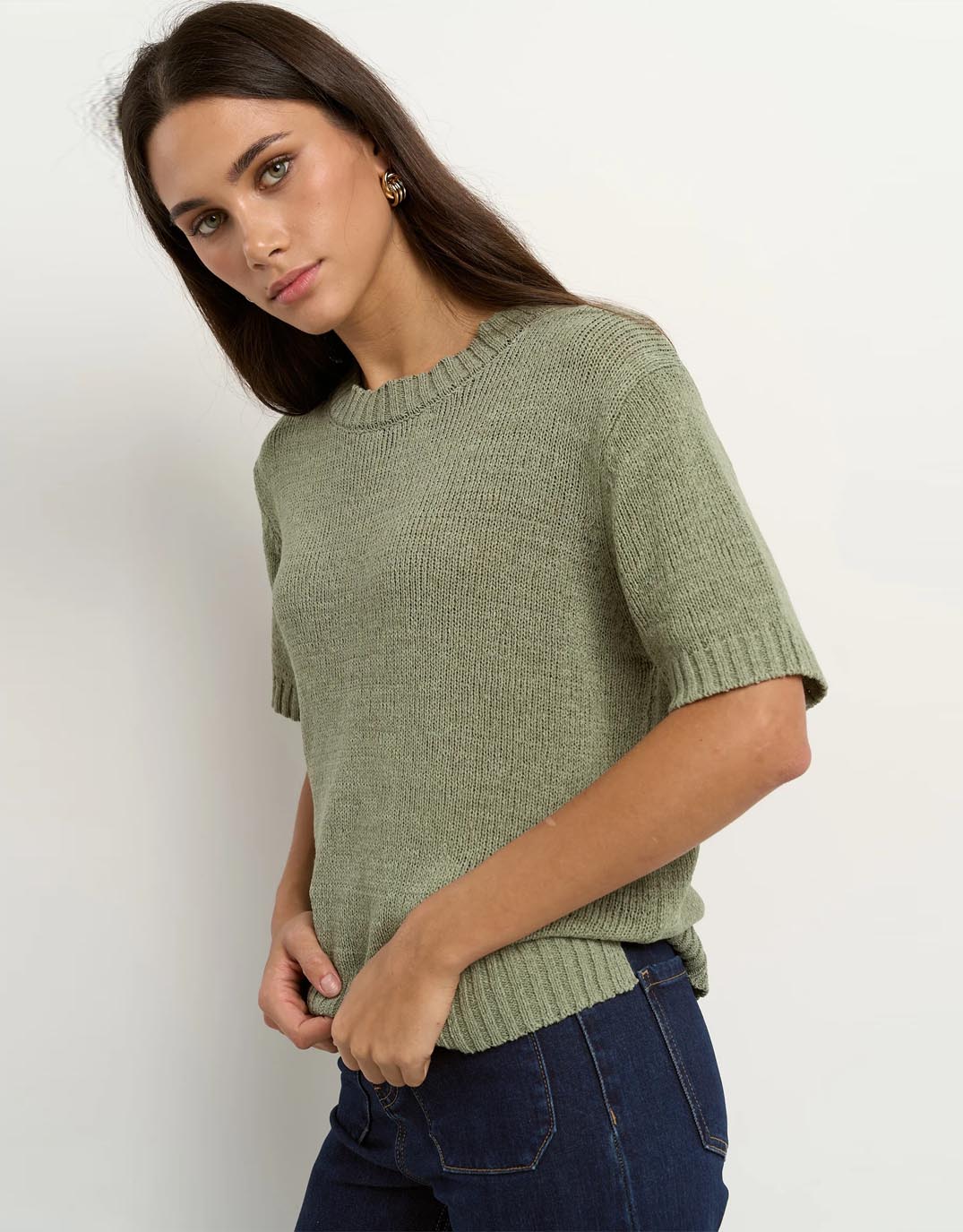 Loveable Tape Yarn Knit Tee - Sage