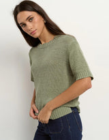 Loveable Tape Yarn Knit Tee - Sage