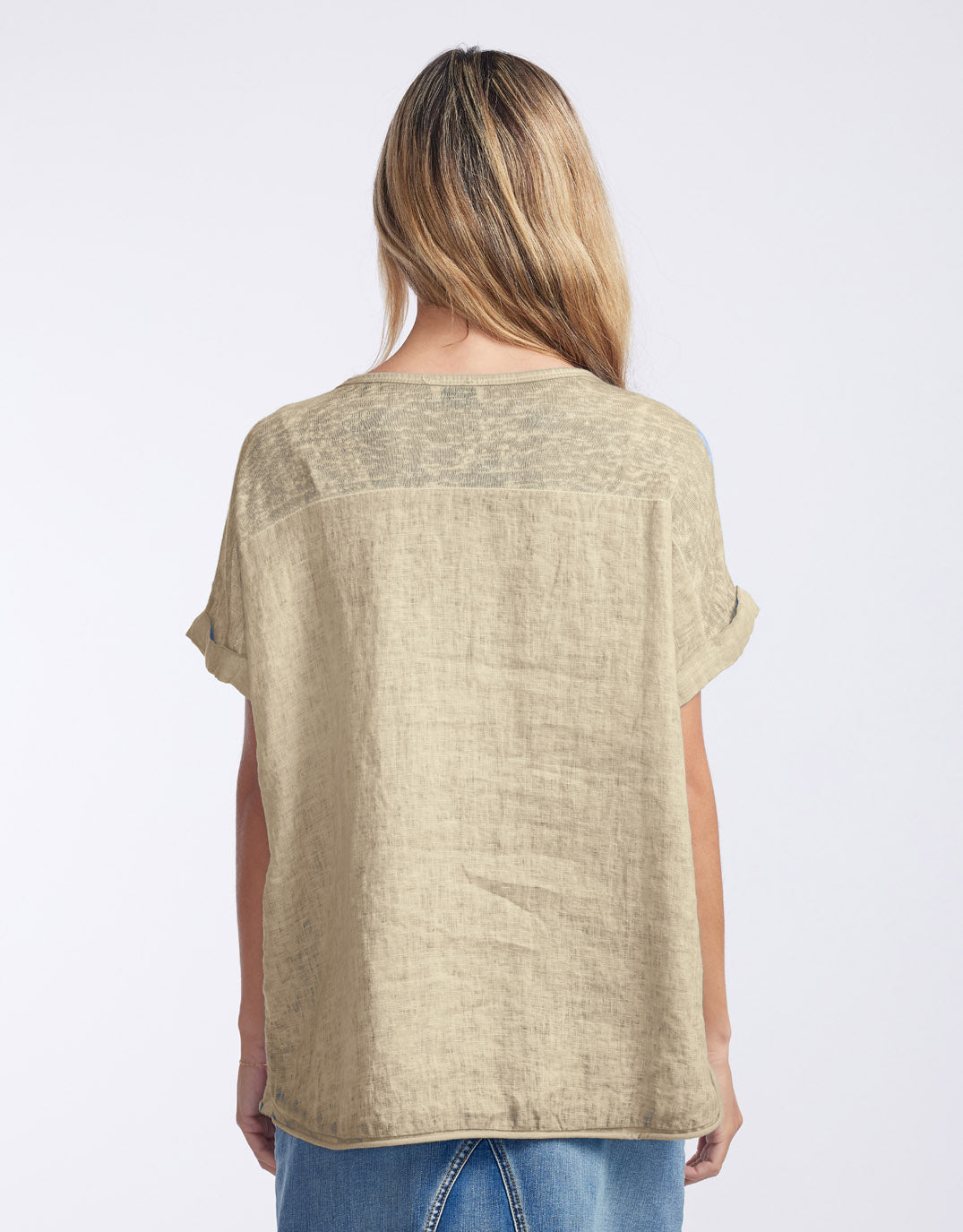 Calypso Linen Short Sleeve Top - Natural