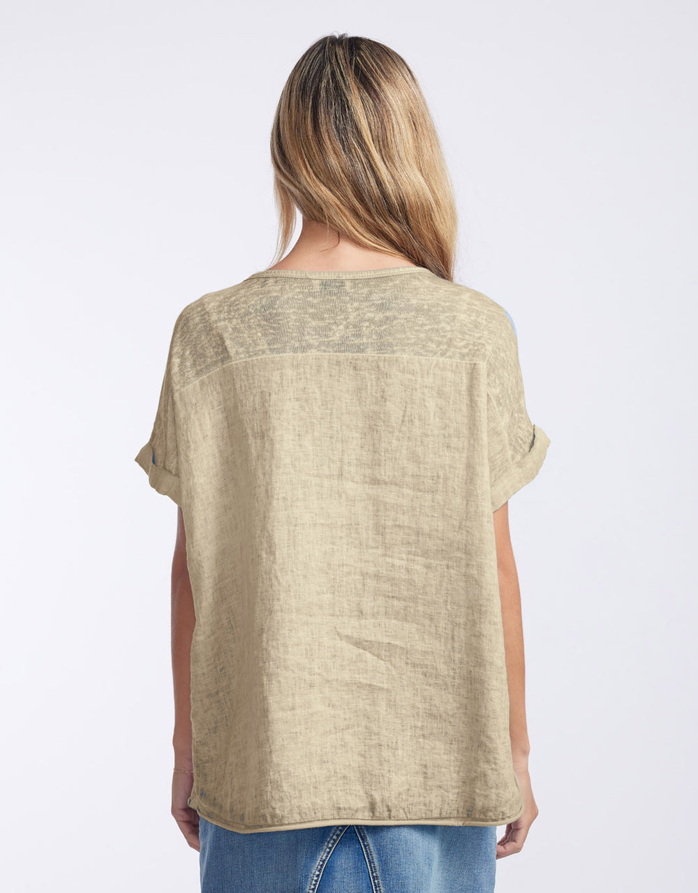 Calypso Linen Short Sleeve Top - Natural
