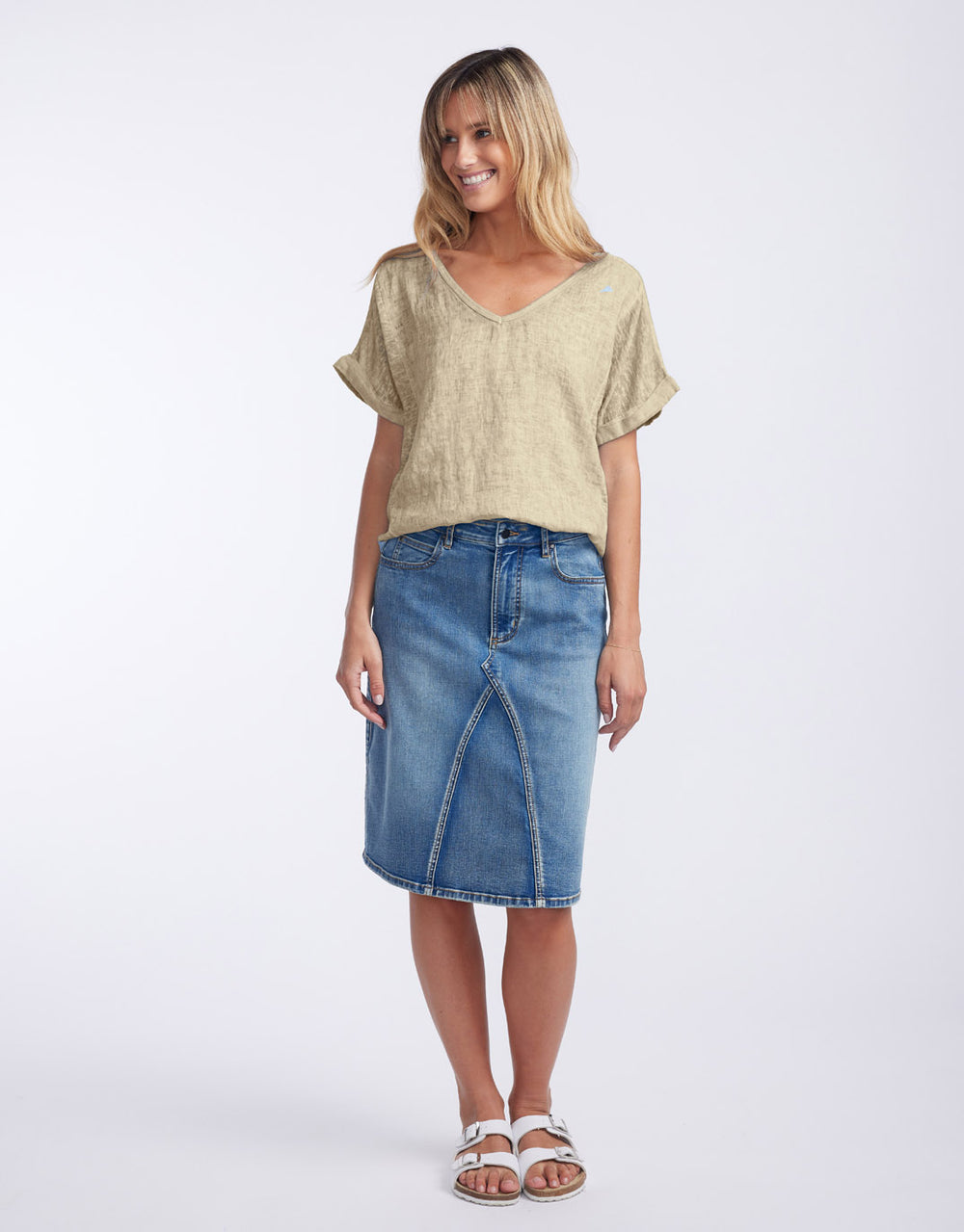 Calypso Linen Short Sleeve Top - Natural