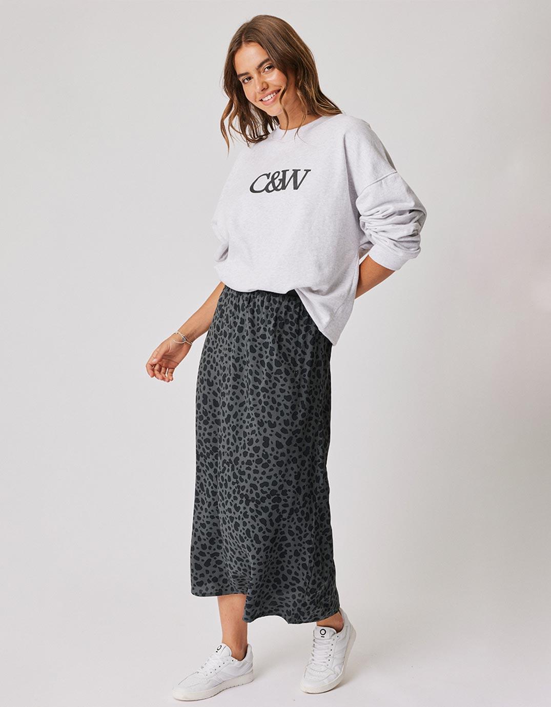 Black and on sale white leopard skirt