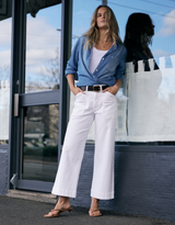Catalina Cropped Wide Leg Jeans - White