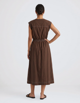 Cooper Contrast Stitch Dress - Chocolate/White