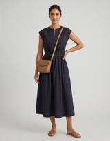 Cooper Contrast Stitch Dress - Navy/Tan