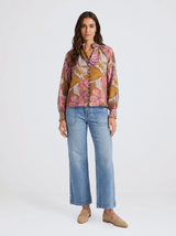 Daria Shirred Blouse - Leaf Print
