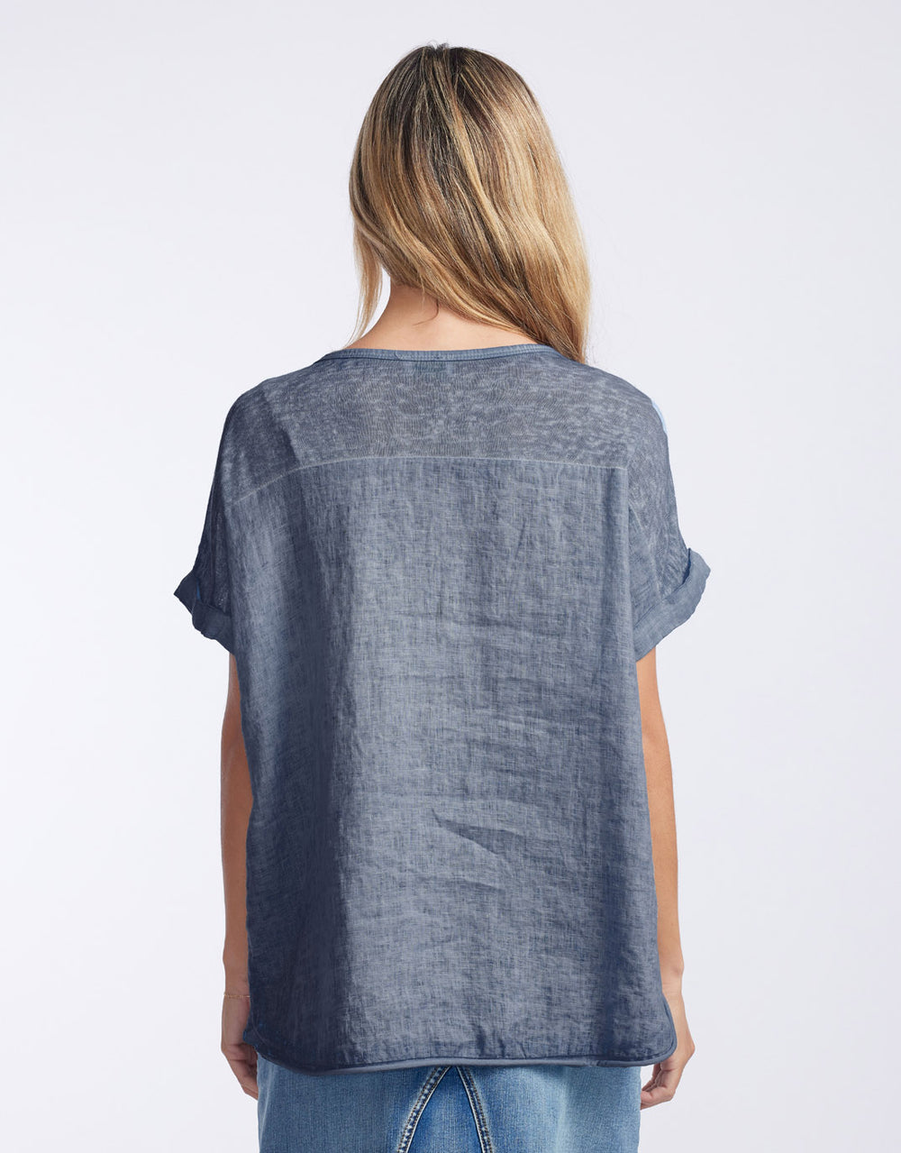 Calypso Linen Short Sleeve Top - Denim