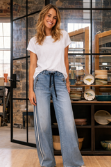Glam Track - Navy Stripe Jean
