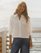 Iria Cropped Cotton Shirt - White