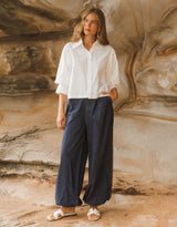 Iria Cropped Cotton Shirt - White