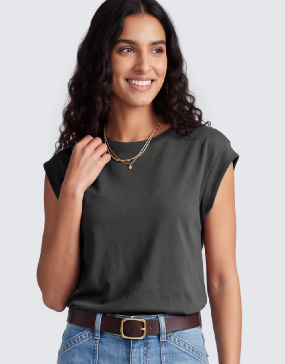 The Edit Cap Sleeve Tank - Black