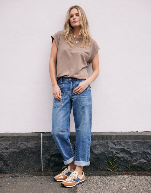 The Edit Cap Sleeve Tank - Chocolate