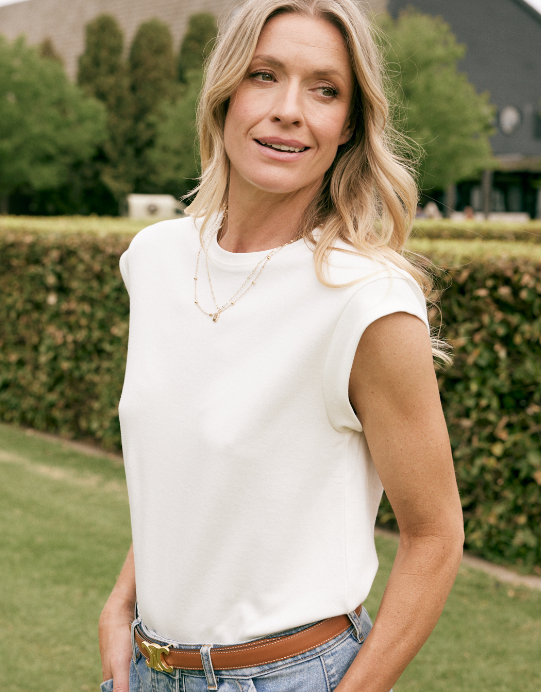 The Edit Cap Sleeve Tank - White