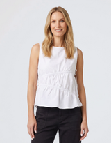 Elin Gathered Tie Top - White