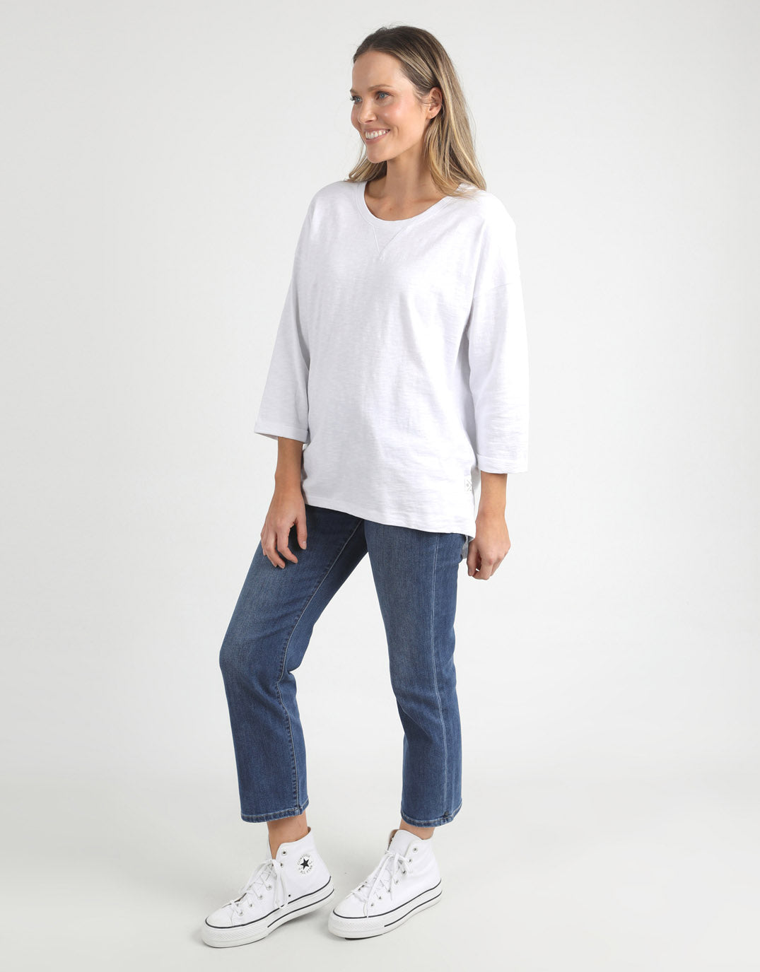 elm-annie-quarter-sleeve-tee-white-womens-clothing