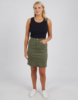 White & Co. | Elm Clothing | Belle Denim Skirt - Washed Khaki | Denim Skirts Australia