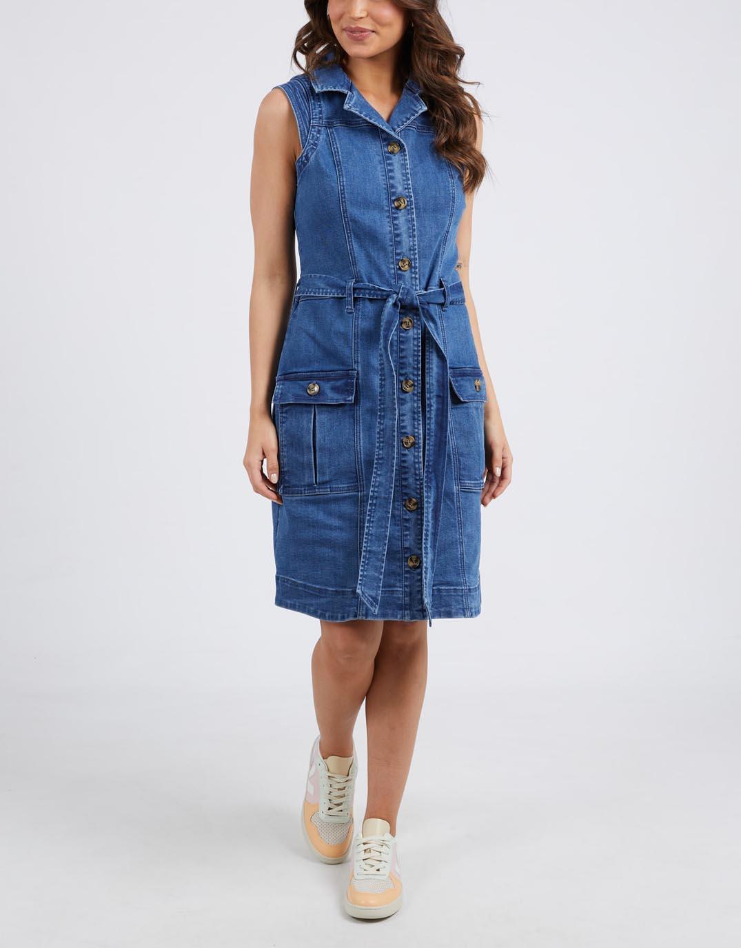 Elm - Daisy Denim Dress - Blue Wash - White & Co Living Dresses