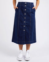 Elm - Florence Button Through Skirt - Dark Sapphire - White & Co Living Skirts