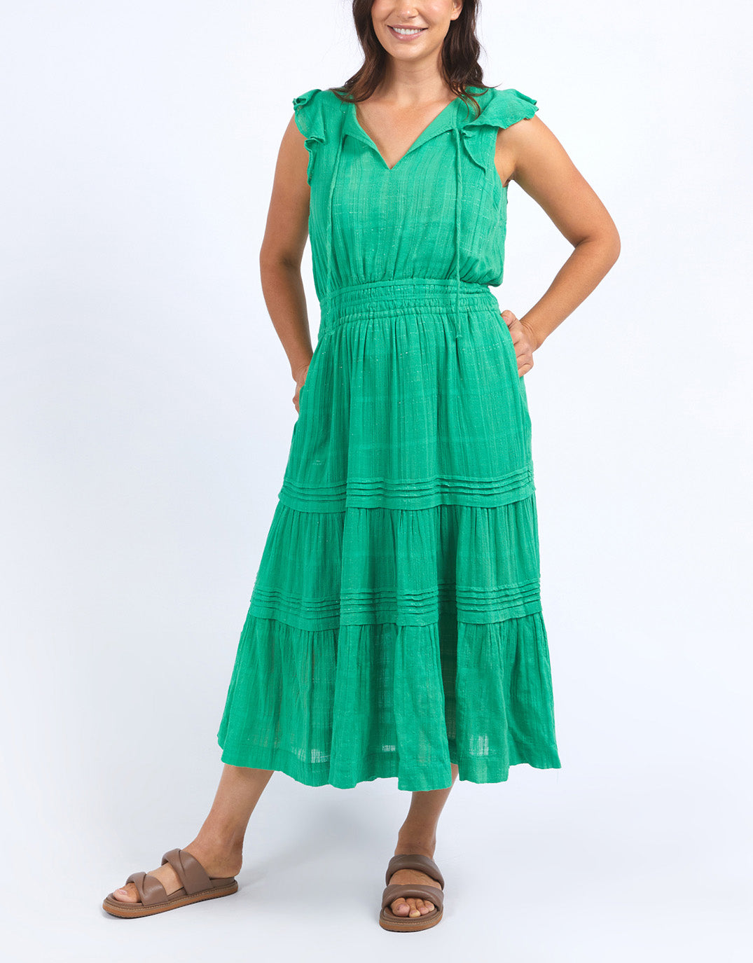Buy Isabella Midi Dress Greenbriar Elm for Sale Online New Zealand
